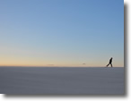 Running in the blowing sand at Jones Beach, Photo by Stephen Faulkner